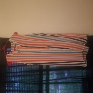 Short-sleeved Sheer Striped Blouse